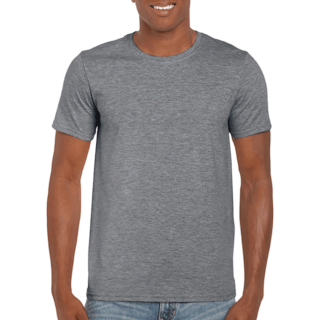64000 Men's Softstyle Adult T-Shirt by Gildan. Shown in Graphite Heather, sold by RQC Supply Canada.