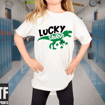 Lucky Saurus St Patricks Day DTF Prints sold by RQC Supply Canada an arts and craft store located in Woodstock, Ontario