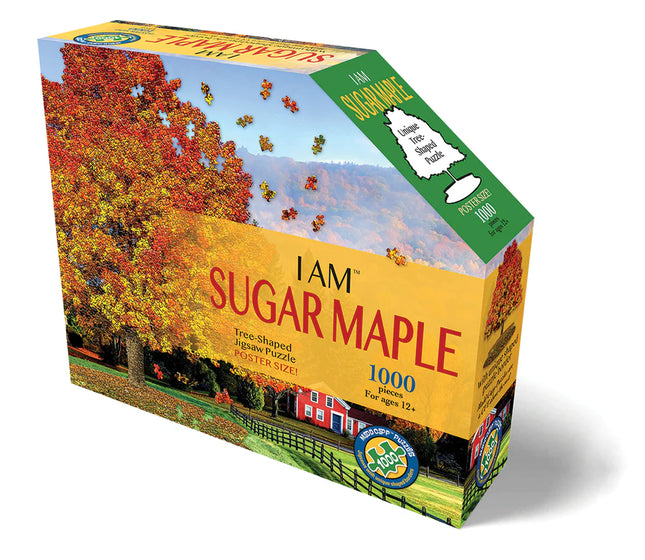I am a sugar Maple shaped puzzle sold by RQC Supply Canada an arts and craft hobby store located in Woodstock, Ontario showing a sugar maple puzzle