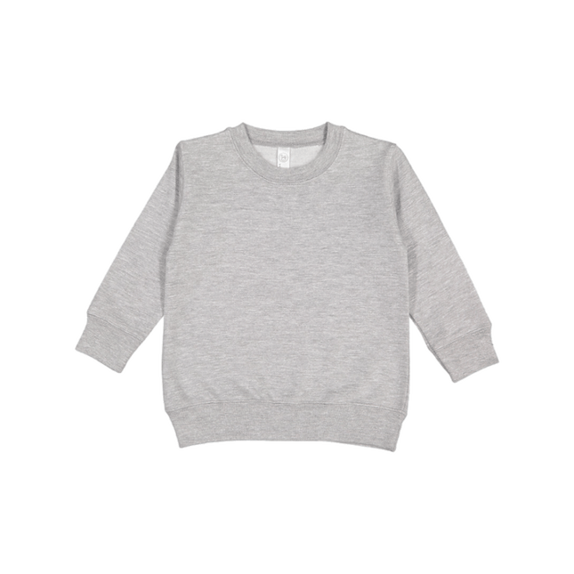 3117 Toddler Crewneck Sweatshirt from Rabbit Skins. Heather Grey colour shown, sold by RQC Supply Canada.