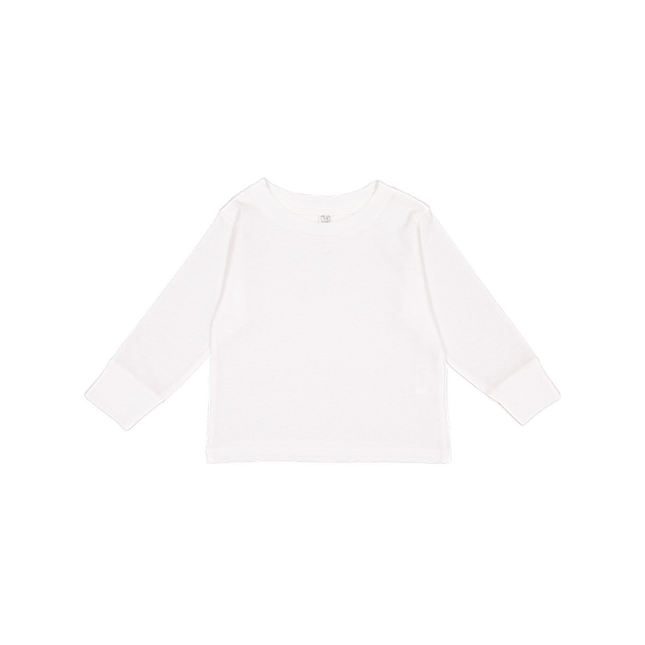 3311 Toddler Long Sleeve Cotton Jersey T-shirt from Rabbit Skins. Shown in White colour sold by RQC Supply Canada.