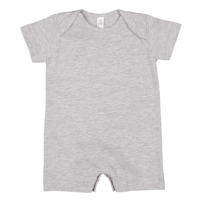 4486 Infant Rompers made by LAT Apparel under their Rabbit Skins brand, showing heather grey available for sale sold by RQC Supply Canada.