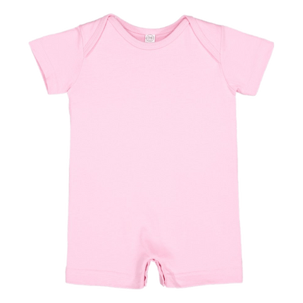 4486 Infant Rompers made by LAT Apparel under their Rabbit Skins brand, showing light pink available for sale sold by RQC Supply Canada.