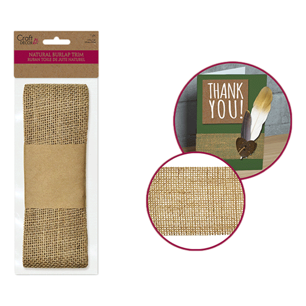 Burlap Ribbon Trim, perfect for Scrapbooking sold at RQC Supply Canada located in Woodstock, Ontario