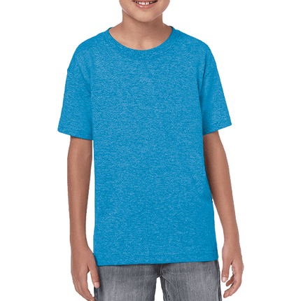 64500B Youth Softstyle Kids Short Sleeve T-Shirt by Gildan. Shown in Sapphire, sold by RQC Supply Canada.
