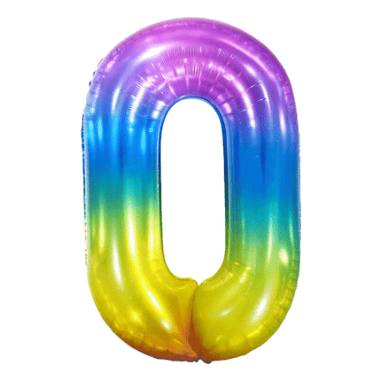 Jelly Rainbow Number Balloons sold by RQC Supply Canada located in Woodstock, Ontario shown in number zero