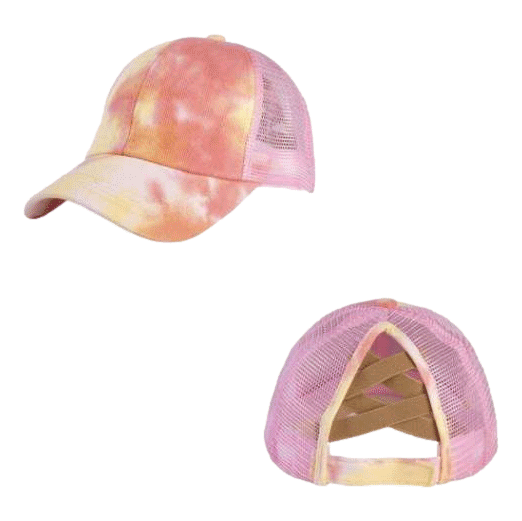 Yellow and  Pink Tie Dye Hats sold by RQC Supply Canada located in Woodstock, Ontario