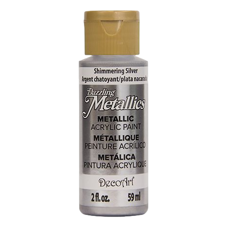Shimmering Silver Dazzling Metallics DecoArt Acrylic Paint sold by RQC Supply Canada
