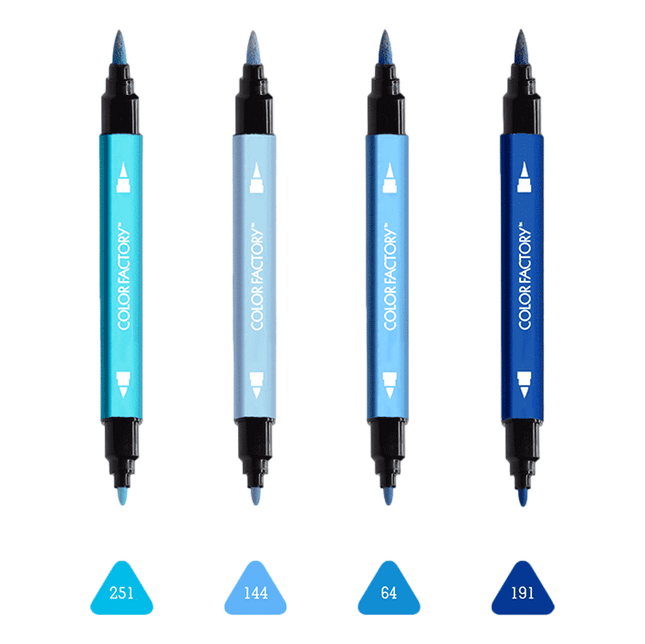 Shades of Blue metallic markers sold by RQC Supply Canada located in Woodstock Ontario