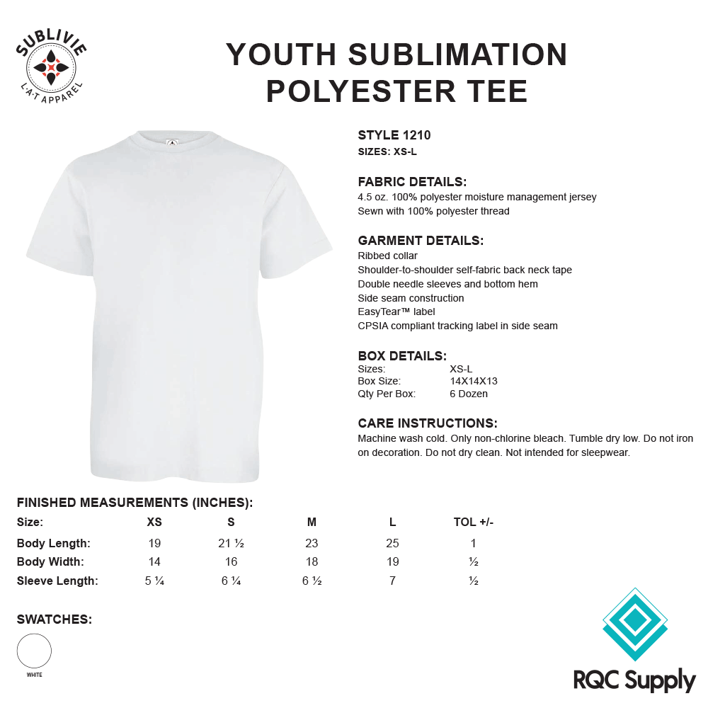 1210 LAT Youth Sublimation Polyester Tee