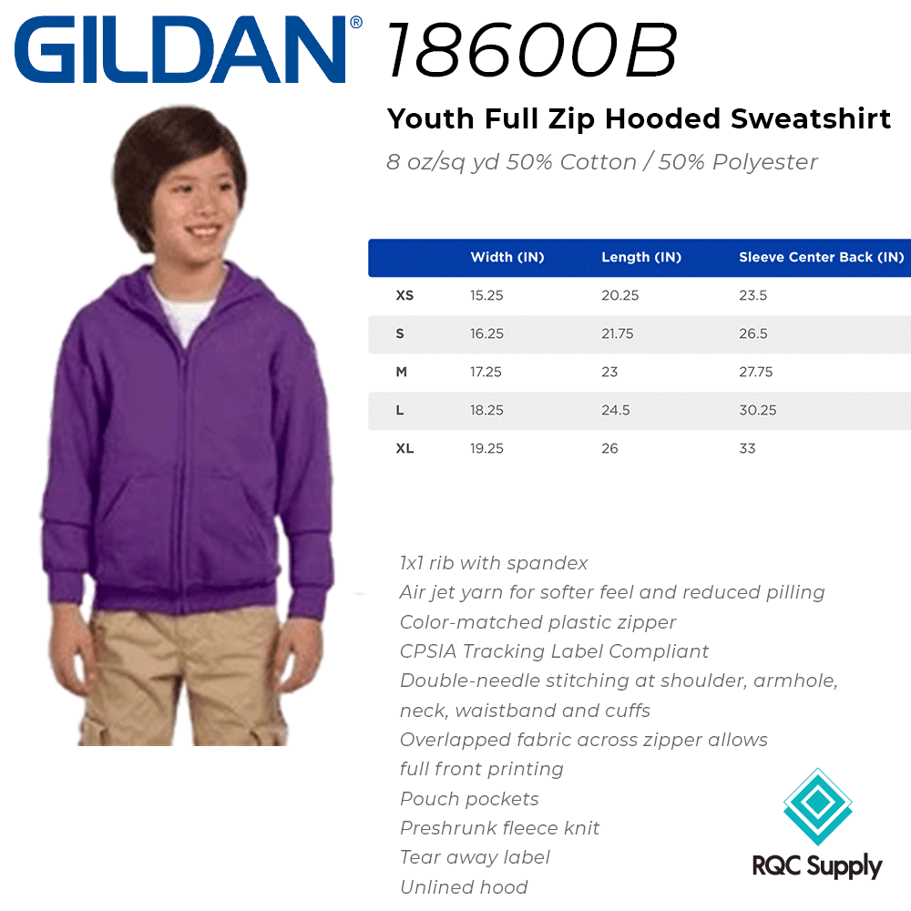 18600B Gildan Size Chart