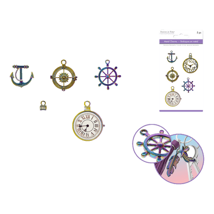 Paper Craft Emb: Aura Boralis Finish Metal Charms - Forever in Time