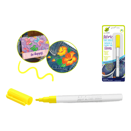  Permanent Fabric Markers sold by RQC Supply Canada an arts and craft store located in Woodstock, Ontario showing Neon Yellow Colour