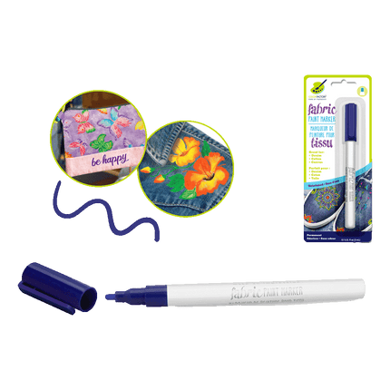  Permanent Fabric Markers sold by RQC Supply Canada an arts and craft store located in Woodstock, Ontario showing Blue Sapphire Colour