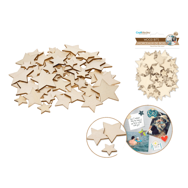 Laser Cut Wood Stars sold by RQC Supply Canada an arts and craft store located in Woodstock, Ontario