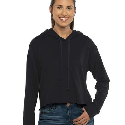 Next Level Women's Laguna Sueded Raw Edge Crop Hoodie Sweatshirt - 9384