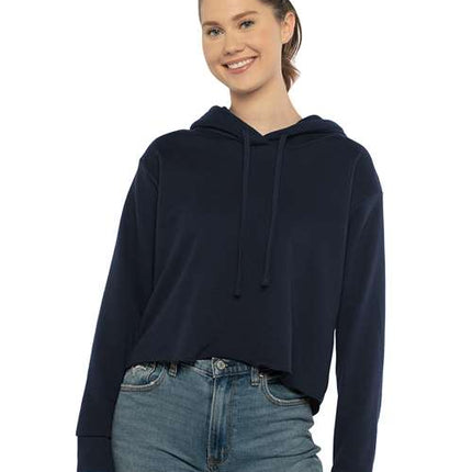 Next Level Women's Laguna Sueded Raw Edge Crop Hoodie Sweatshirt - 9384