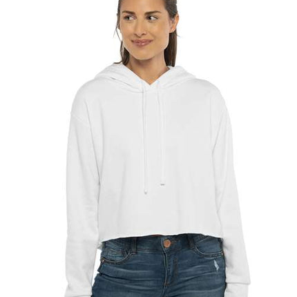 Next Level Women's Laguna Sueded Raw Edge Crop Hoodie Sweatshirt - 9384