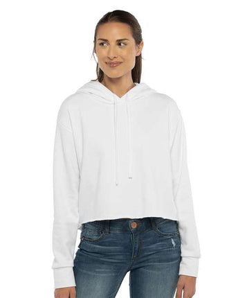 Next Level Women's Laguna Sueded Raw Edge Crop Hoodie Sweatshirt - 9384