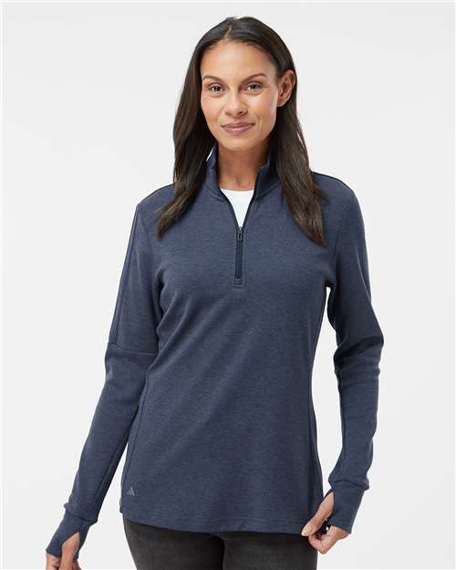 Adidas Women's 3-Stripe Quarter-Zip Sweater Pullover - A555