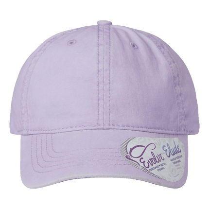 Pattern Underneath Ponytail hat sold by RQC Supply Canada showing front profile lavender with stripes pattern