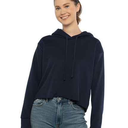 Next Level Women's Laguna Sueded Raw Edge Crop Hoodie Sweatshirt - 9384