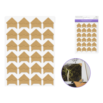 Kraft Embossed Cardstock Photo Corners sold by RQC Supply Canada an arts and Craft Store located in Woodstock, Ontario
