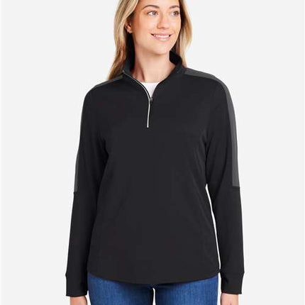 Core 365 Women's Market Snag Protect Mesh Colorblock Quarter-Zip Pullover - CE404W
