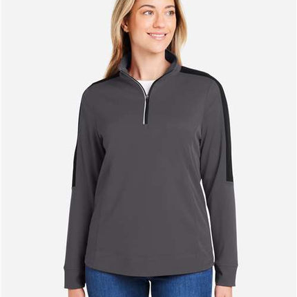 Core 365 Women's Market Snag Protect Mesh Colorblock Quarter-Zip Pullover - CE404W