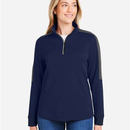 Core 365 Women's Market Snag Protect Mesh Colorblock Quarter-Zip Pullover - CE404W