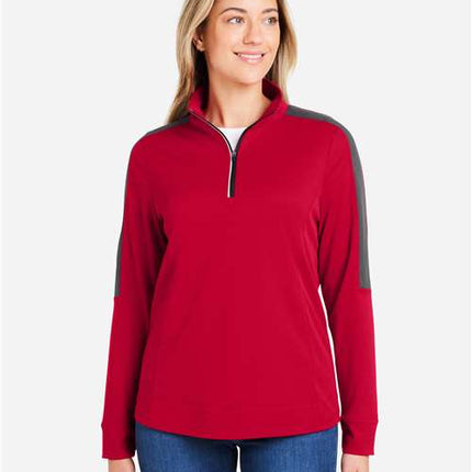 Core 365 Women's Market Snag Protect Mesh Colorblock Quarter-Zip Pullover - CE404W