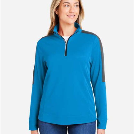 Core 365 Women's Market Snag Protect Mesh Colorblock Quarter-Zip Pullover - CE404W