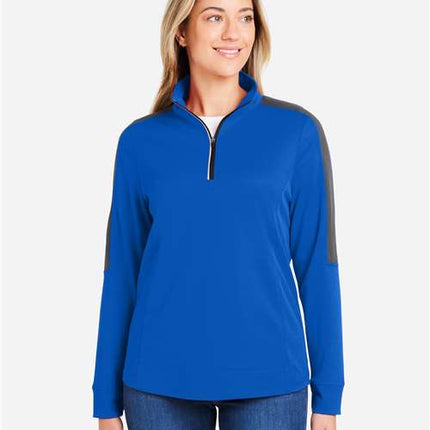 Core 365 Women's Market Snag Protect Mesh Colorblock Quarter-Zip Pullover - CE404W