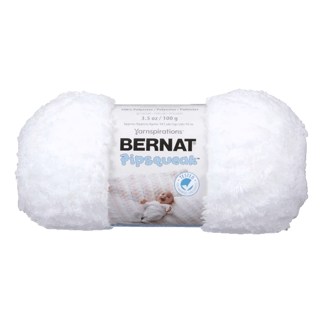 Bernat Pipsqueek Yarn sold by RQC Supply Canada an arts and craft store located in Woodstock, Ontario showing Whitey White colour