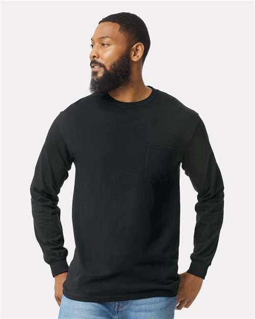 Gildan Men's Ultra Cotton® Long Sleeve Pocket T-Shirt - 2410