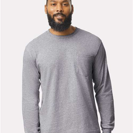 Gildan Men's Ultra Cotton® Long Sleeve Pocket T-Shirt - 2410