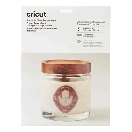 Cricut Printable Waterproof Stickers sold by RQC Supply Canada an arts and craft store located in Woodstock, Ontario showing Transparent  Paper