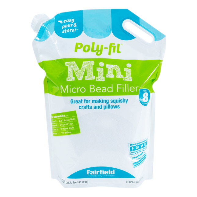 Polyfil Mini Micro Bead Filler sold by RQC Supply Canada located in Woodstock, Ontario great for making squishy crafts and pillows.