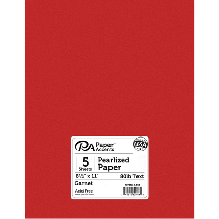 Pearlized Scrapbooking Paper 8.5" x 11" 5pc packages sold by RQC Supply Canada an arts and craft supply store located in Woodstock, Ontario showing garnet colour option
