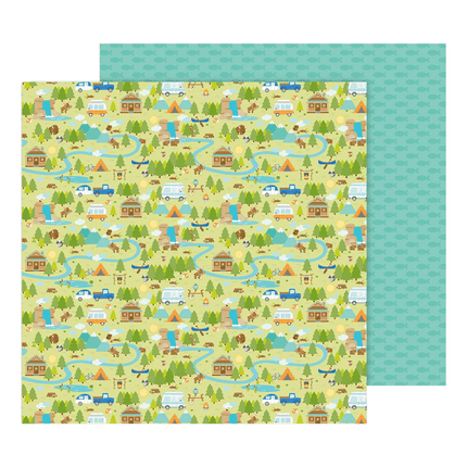 Happy Camper scrapbooking paper doodlebug Collection sold by RQC supply Canada an arts and craft store located in Woodstock, Ontario