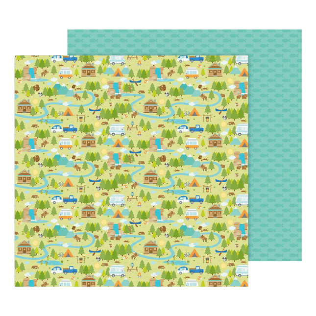 Happy Camper scrapbooking paper doodlebug Collection sold by RQC supply Canada an arts and craft store located in Woodstock, Ontario