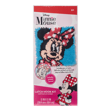 Minnie Mouse Latch Hooking kit sold by RQC Supply Canada an arts and craft store located in Woodstock, Ontario