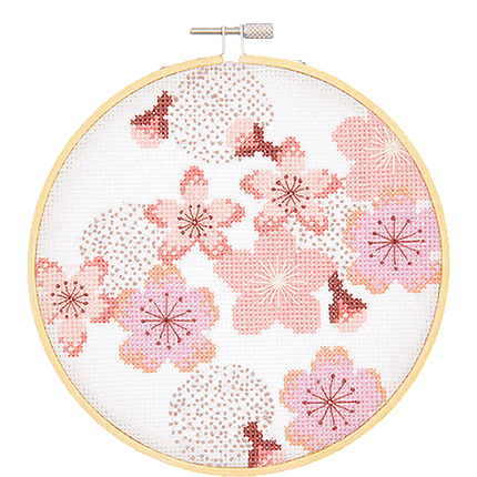 Cherry Blossom Cross Stitch Kit sold by RQC Supply Canada an arts and craft store located in Woodstock, Ontario
