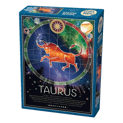 Zodiac Themed Puzzles sold by RQC Supply Canada an arts and craft store located in Woodstock, Ontario showing Taurus Zodiac Puzzle