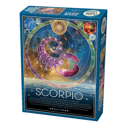 Zodiac Themed Puzzles sold by RQC Supply Canada an arts and craft store located in Woodstock, Ontario showing Scorpio Zodiac Puzzle