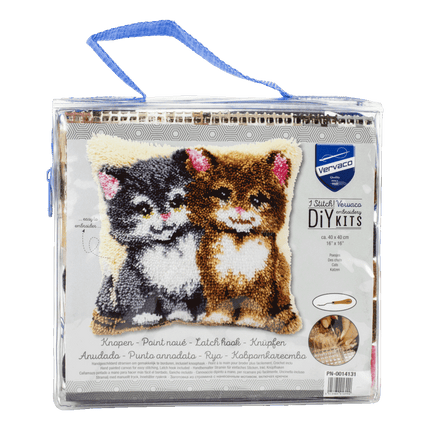 Vervaco's top-notch needlework kits offer an unforgettable experience showing a kitty cat design sold by RQC Supply Canada an arts and craft store located in Woodstock, Ontario