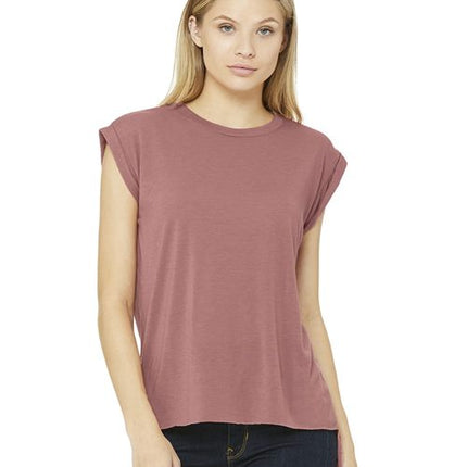Women’s Flowy Rolled Cuffs Muscle Tee