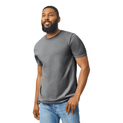 64000 Men's Softstyle Adult T-Shirt by Gildan. Shown in Charcoal Grey, sold by RQC Supply Canada.