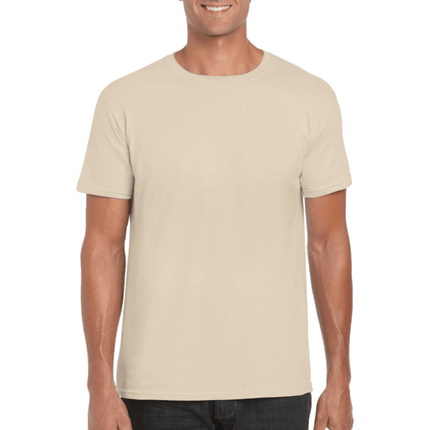 64000 Men's Softstyle Adult T-Shirt by Gildan. Shown in Sand, sold by RQC Supply Canada.