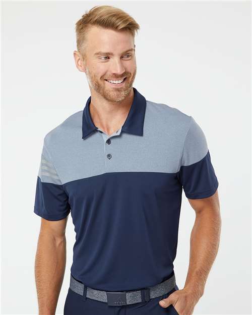 Adidas Men's Heathered 3-Stripes Colorblocked Polo - A213